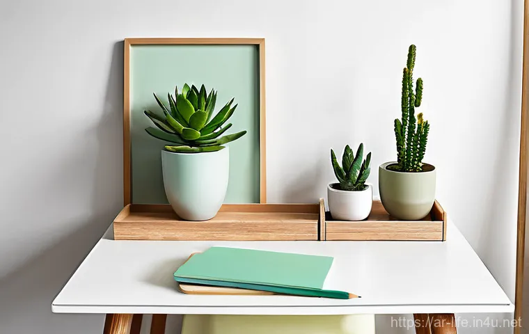 책상 위 정리 도구 추천 - **Prompt 1: Modern Minimalist Desk Harmony**
    A bright, clean, and modern home office desk, photo...