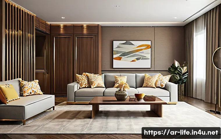공간 절약을 위한 접이식 가구 - **Prompt 1: Modern Arabic Living Room with Foldable Dining and Hidden Bed**
    "A spacious, modern ...